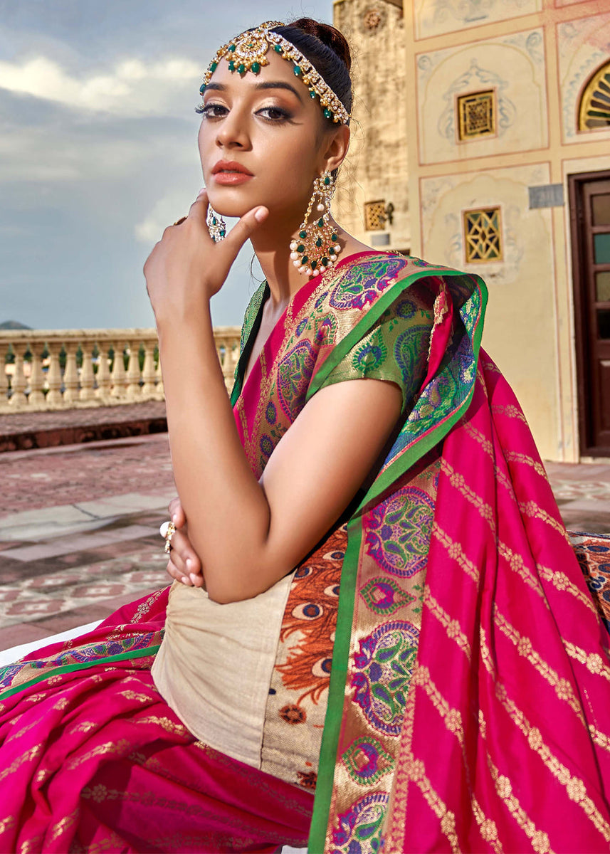 Pink Saree in Weaving Patola silk - SR24169