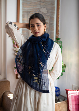 Indigo Vine & Spark Scarf