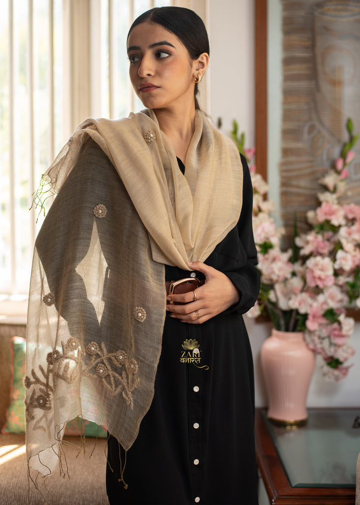Whispering Blooms Embroidered Scarf