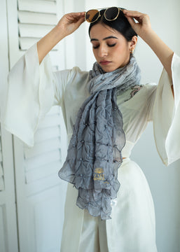 Pearl Lattice Soft Grey Scarf