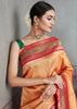 Maharani: Banarasi Brocade and Meenakar Saree in Shades of Orange with Mughal Buta (6891514265793)