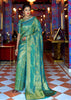 GOLDEN SEA BLUE WOVEN KANJIVARAM SILK SAREE (5673681617047) (7628007047361)