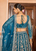 Persian Blue Embroidered Net Lehenga