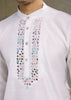 Bright White Plain Kurta with Jacquard Jacket