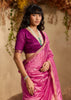 Carmine Pink Woven Cotton Silk Saree