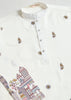 White Sequence Embroidered Cotton Kurta With Dupatta