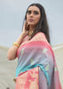 Alluring Blue And Pink Gorgeous Shaded Woven Banarasi Saree (5668159586455)