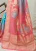 Alluring Blue And Pink Gorgeous Shaded Woven Banarasi Saree (5668159586455)
