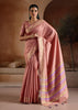 Peach Pink Woven Banarasi Silk Saree