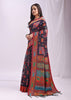 Midnight Blue Woven Linen Cotton Saree