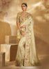 Elegant Cream Designer Embroidered Silk Saree