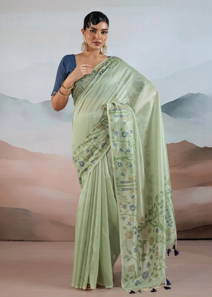 Fair Green Woven Tissue Silk Saree