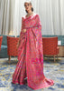 ROYAL PINK MULTICOLOUR JAMEWAR WEAVE SAREE (6649542574273)