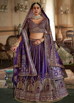Purple Heavy Embroidered Designer Lehenga