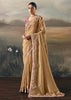 Beige Tissue Embroidered Wedding Wear Saree
