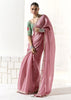 Rose Pink Designer Organza Tissue Silk Saree