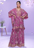 Orchid Purple Georgette Kaftaan Sharara Set