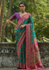 Teal Green Woven Kashmiri Jamewar Silk Saree