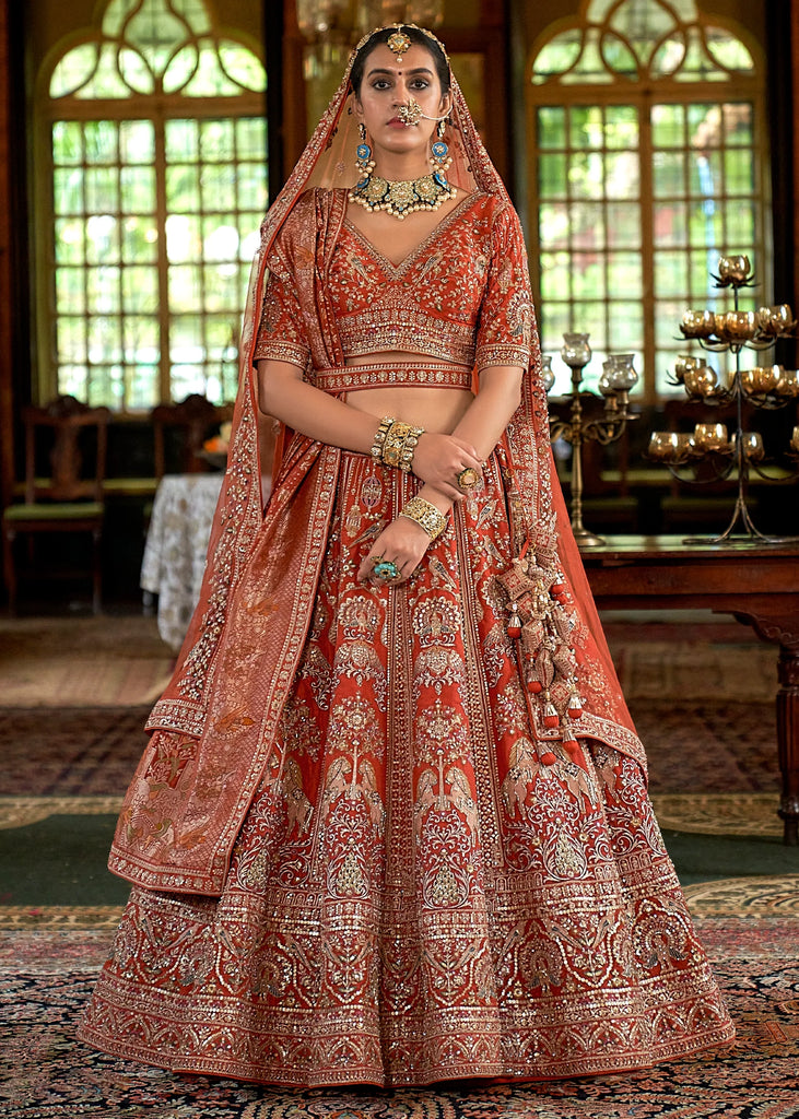 Royal Brown Heavy Embroidered Designer Lehenga