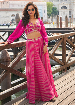 Hot Pink Designer Indo Western Set