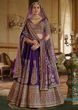 Purple Heavy Embroidered Designer Lehenga