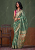 Hedge Green Woven Paithani Tissue Silk Saree