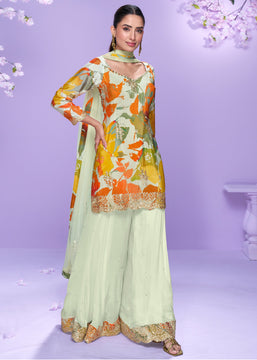 Multicolor Green Digital Printed Designer Palazzo Set