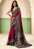 Burgundy kalamkari Printed Cotton Silk Saree