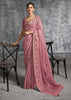 Rose Pink Embroidered Tissue Silk Saree