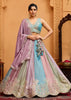Multicolored Georgette Embroidered Sequins Lehenga Set