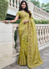 Pistachio Green Heavy Embroidered Designer Silk Saree (10580184727745)