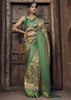 Antique Green Floral Printed Soft Silk Saree