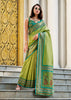 Lime Green  Banarasi Tissue Silk Saree with Contrast Border