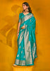 Teal Blue Woven Banarasi Silk Saree