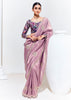 Opera Mauve Designer Organza Tissue Silk Saree With Printed Blouse