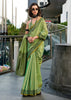 Meadow Green Woven Linen Tissue Silk Saree