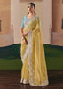 Pastel Yellow Embroidered Designer Silk Saree