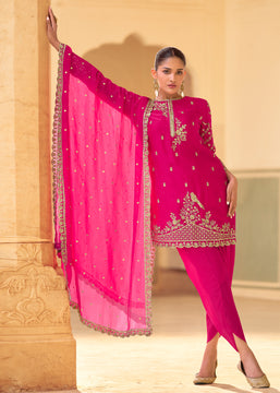 Raspberry Pink Embroidered Designer Suit Set