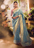 Mineral Blue Banarasi Designer Silk Saree With Embroidered Blouse