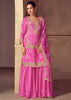 Hot Pink Embroidered Bandhej Sharara Suit Set
