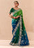 Green and Blue Heavy Embroidered Designer Silk Saree