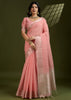 Amber Peach Woven Soft Silk Saree