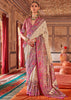 Pink And Beige Printed Kashmiri Jamewar Saree