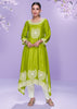 Lime Green A-Line Embroidered Kurta