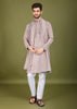 Shell Peach Sequence Kurta Set with Dupatta
