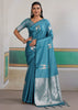 Heritage Blue Woven Satin Silk Saree