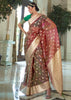 WALNUT BROWN WOVEN ORGANZA SILK SAREE (6918681755841)