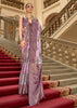 Vintage Purple Printed Satin Silk Saree