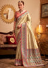 Beige Woven Banarasi Tissue Silk Saree