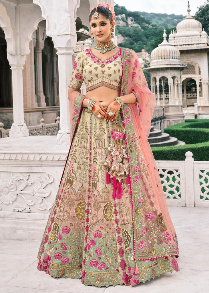 Off White Heavy Embroidered Designer Lehenga